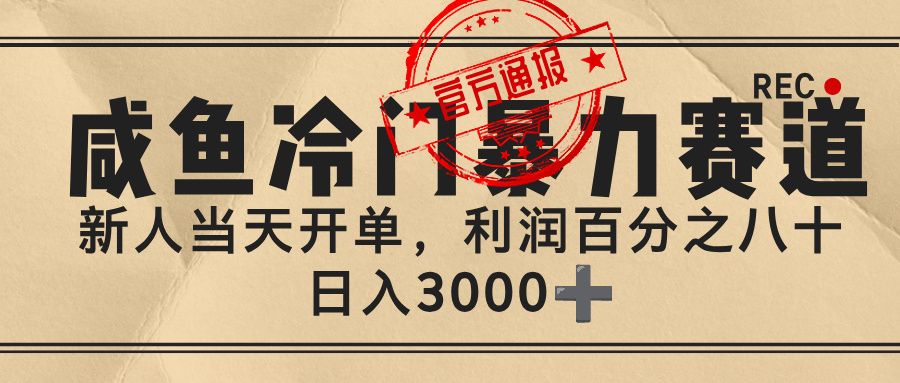 闲鱼，冷门暴力赛道，一单 80%利润，新人轻松日入 3000+