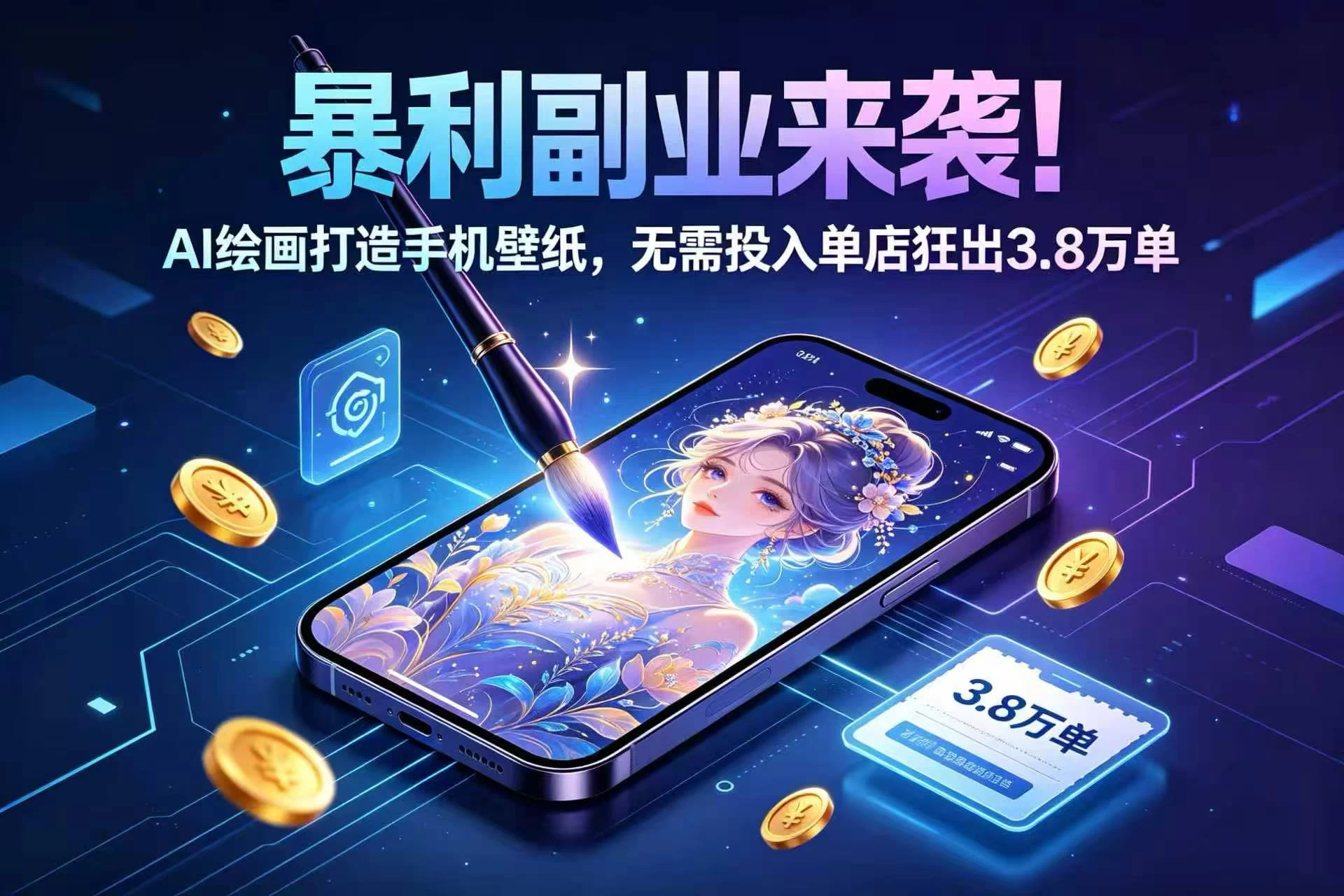 暴利副业来袭!AI 绘画打造手机壁纸,无需投入单店狂出 3.8 万单